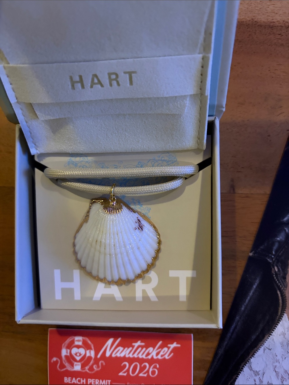Gold Shell Pendant Necklace - White Enamel Accent
